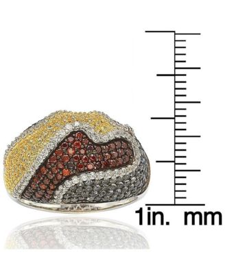Suzy Levian Sterling Silver Cubic Zirconia Multi-Color Wavy Ring