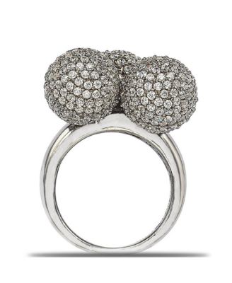 Suzy Levian Sterling Silver Cubic Zirconia Three Disco Ball Ring