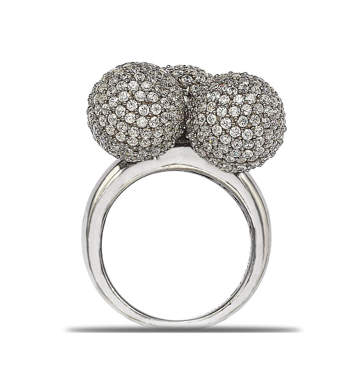 Suzy Levian New York Suzy Levian Sterling Silver Cubic Zirconia Three Disco Ball Ring