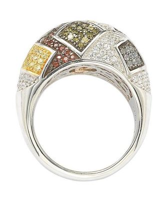 Suzy Levian Sterling Silver Cubic Zirconia Patched Exotic Ring