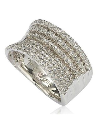 Sterling Silver Cubic Zirconia Pave Multi Level Ring