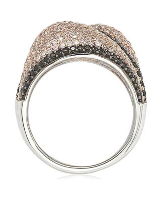 Suzy Levian Sterling Silver Cubic Zirconia Pave Pink & Black Ring