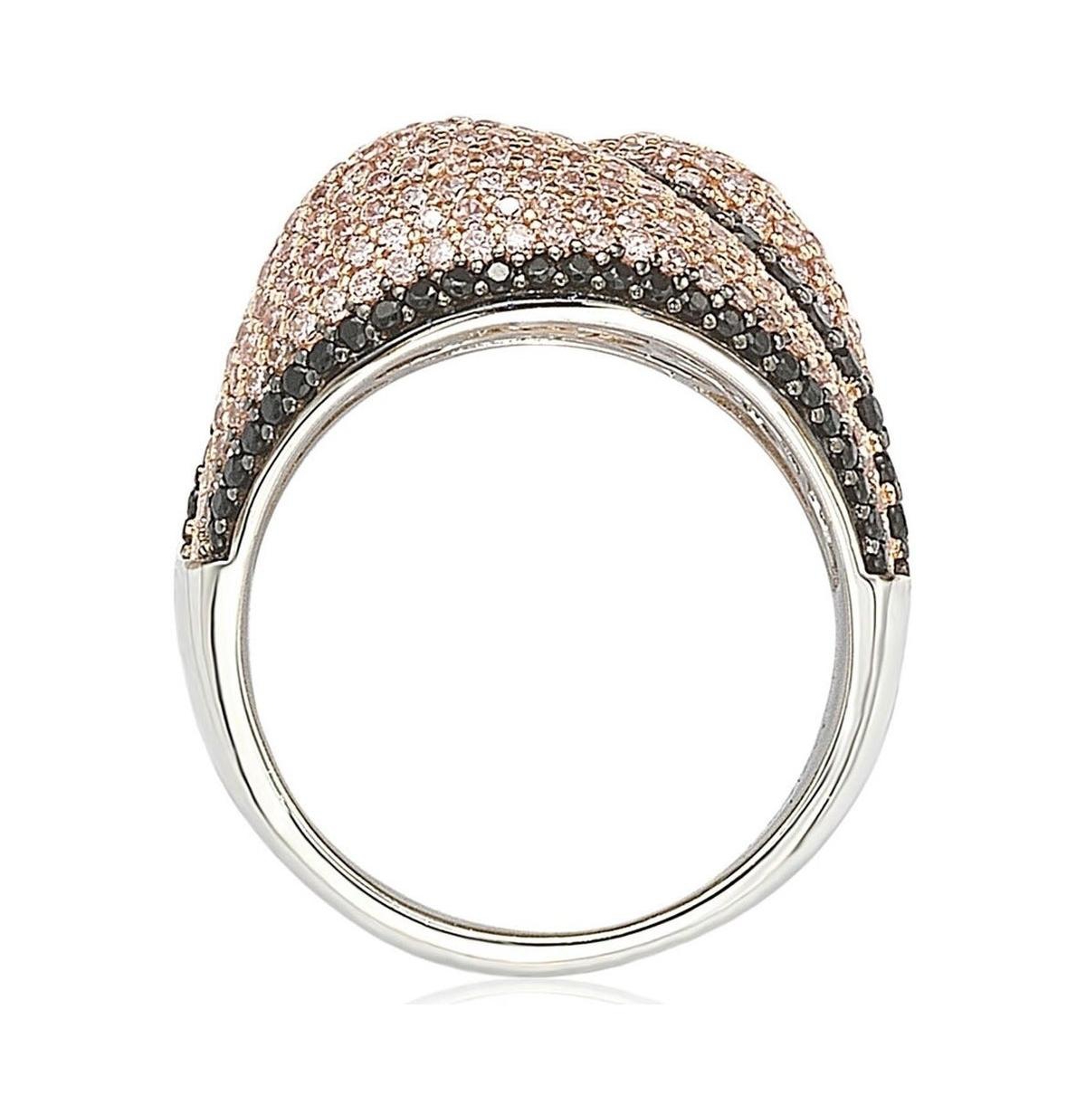 Suzy Levian New York Sterling Silver Cubic Zirconia Pave Pink & Black Ring