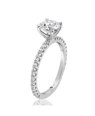 Suzy Levian Sterling Silver Cubic Zirconia Round Cut Bridal Center Stone Ring