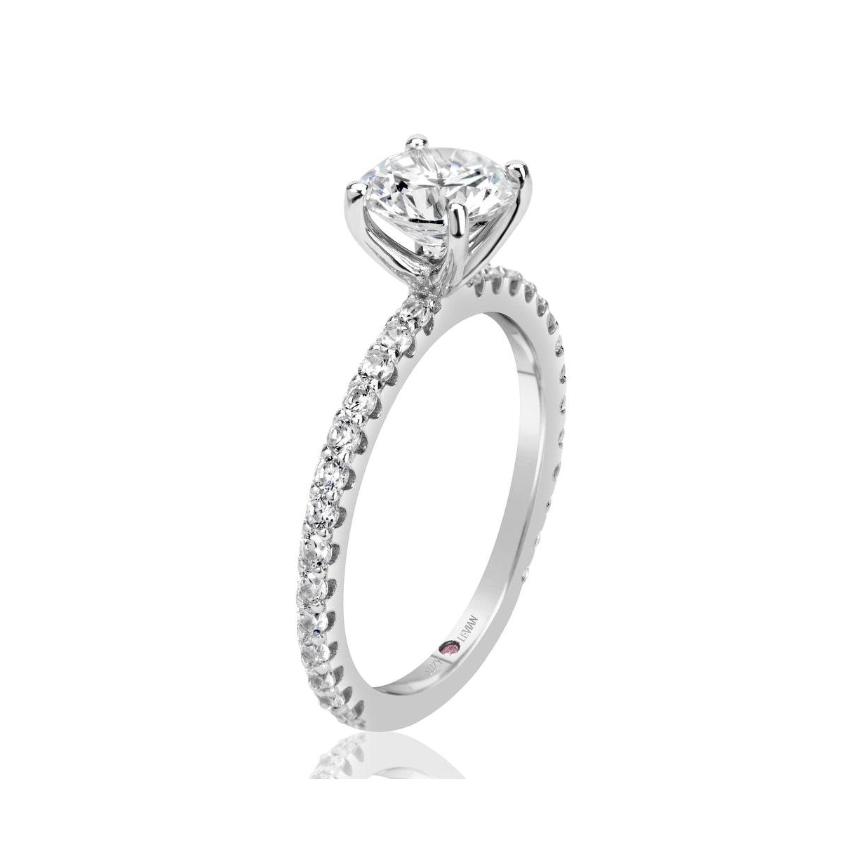 Suzy Levian New York Suzy Levian Sterling Silver Cubic Zirconia Round Cut Bridal Engagement Ring
