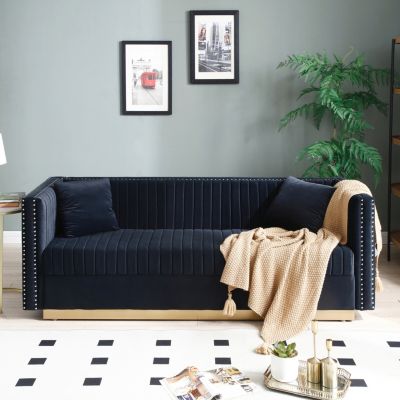 Streamdale Modern Black Velvet Sofa & Loveseat Set