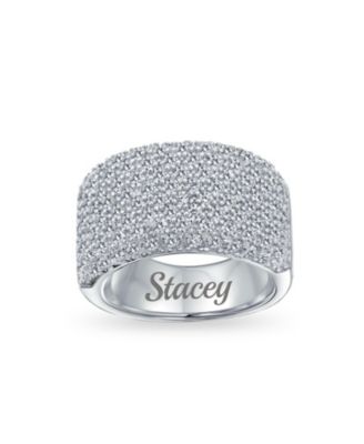 Micro Pave Cubic Zirconia Cocktail  Wide CZ Pave  Statement 1/2 Eternity Band Ring Rose Gold Plated .925 Sterling Silver