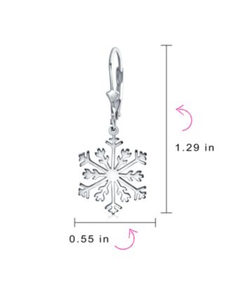 Frozen Winter Christmas Holiday Party Snowflake Dangle Lever back Earrings For Sterling Silver
