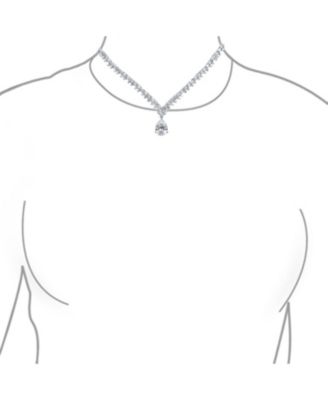 Art Deco Leaf Teardrop CZ Choker Necklace and Earrings Jewelry Set Silver