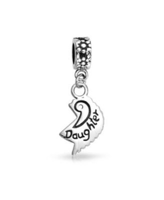 Mom Daughter Puzzle Heart Dangle Charm Bead Sterling Silver for European Bracelet