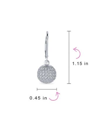 Minimalist Geometric Cubic Zirconia Pave CZ Disco Ball Lever back Drop Statement Earrings Prom Sterling Silver