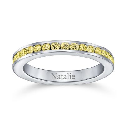 Cubic Zirconia Thin Stackable CZ Channel Set Eternity Band Ring Sterling Silver