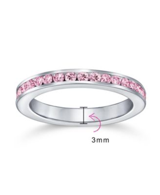 Cubic Zirconia Thin Stackable CZ Channel Set Eternity Band Ring Sterling Silver
