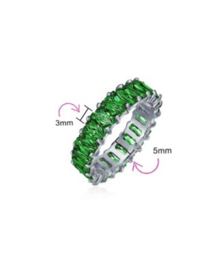 Art Deco Style CZ Cubic Zirconia Eternity Baguette Band Ring .925 Sterling Silver 4MM