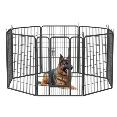 Heavy Duty Outdoor Dog Pen for Large Dogs - 8 Panel Metal Kennel