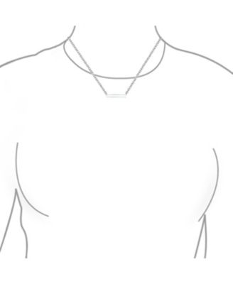 Message Initials Simple Geometric Minimalist 3 Sided Tube Horizontal Bar Pendant Necklace For Women Sterling Silver