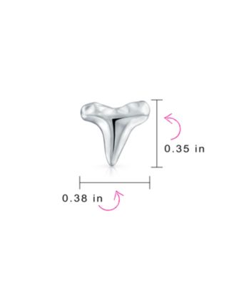 Small Tiny Ocean Nautical Animal Hawaiian Shark Tooth Stud Earrings Texture Sterling Silver Vacation Jewelry