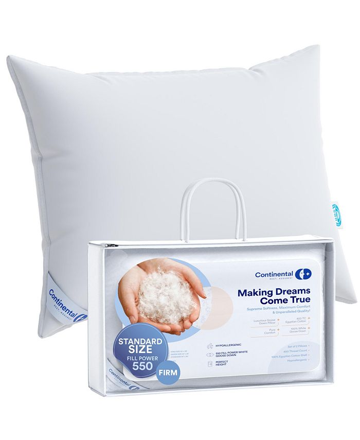 Continental Bedding Luxury Down Pillows Standard Size Pack of 1 550FP