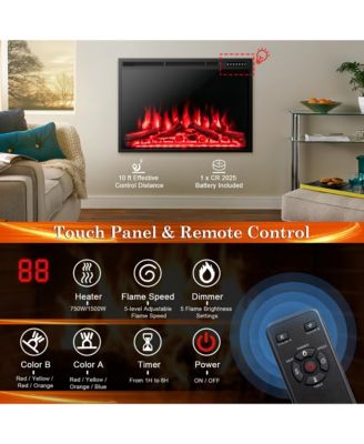 Electric Fireplace Insert Heater Log Flame Effect w/ Remote Control