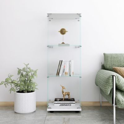 White Glass Display Cabinet with 3 Shelves