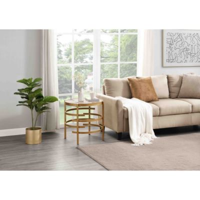 Streamdale Pandora Stone Modern Side Table (Golden