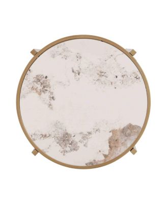Streamdale Pandora Stone Modern Side Table (Golden