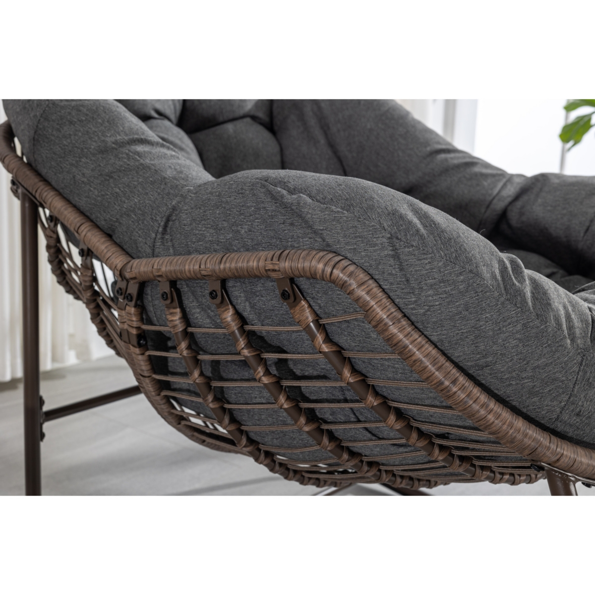 Streamdale Furniture Grey Padded Rattan Outdoor Rocking Chair