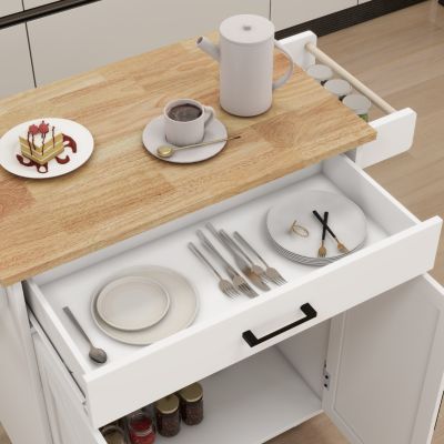 Rolling Kitchen Trolley Cart with Shelves & Towel Rack