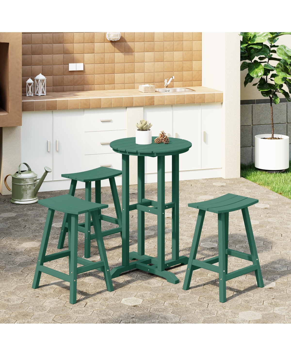 WestinTrends Outdoor Patio Counter Height Bar Stools Bistro Table 4-Piece Set