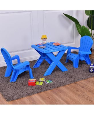 Plastic Children Kids Table & Chair Set 3-Piece Play Furniture In/Outdoor