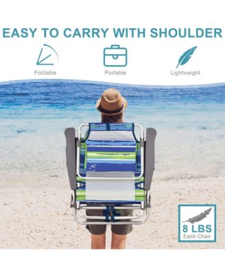 4-Pack Folding Backpack Beach Chair 5-Position Outdoor Reclining Chairs