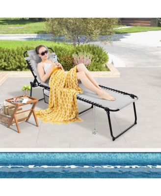 2 PCS Folding Chaise Lounge Chair Portable Sun Lounger with Adjustable Backrest