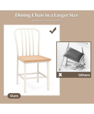 Dining Chairs Set of 2 High Back Navy Chairs Metal Frame Footrests Kitchen