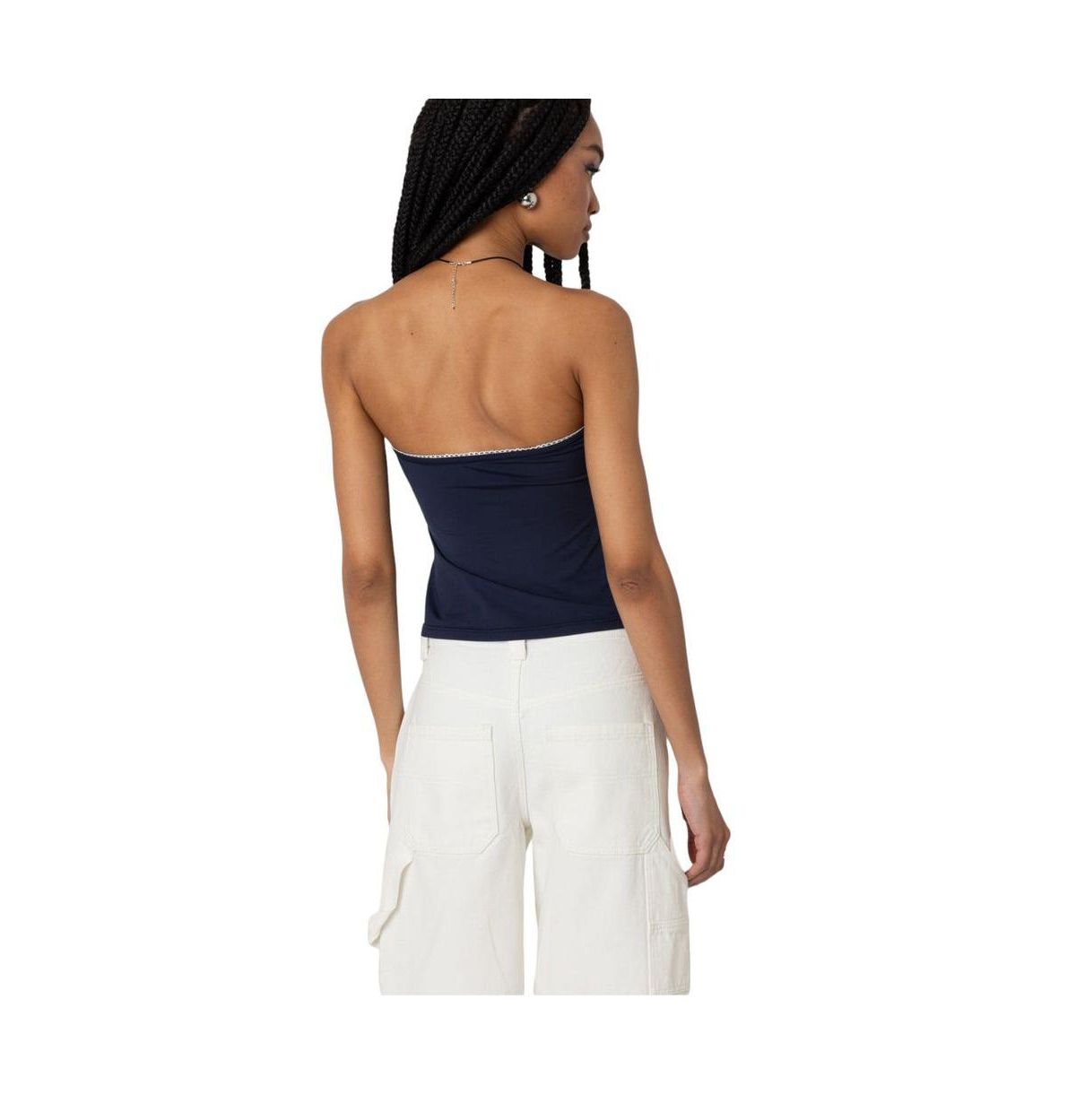 Edikted Women's Lace Trim Split Front Tube Top
