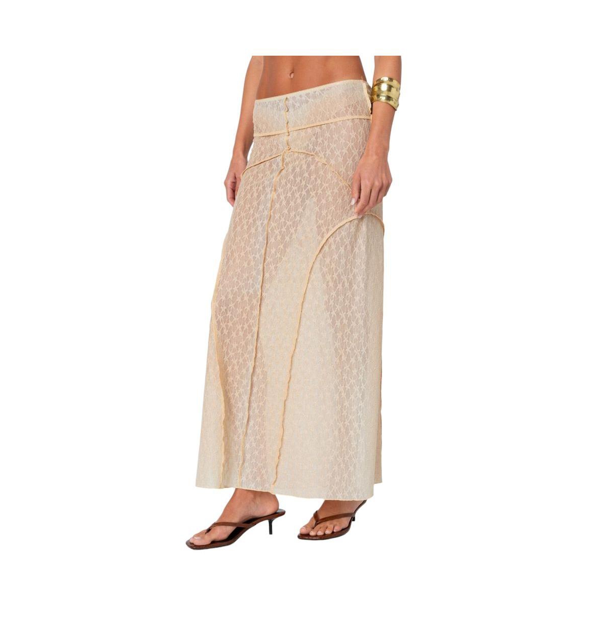 Edikted Women's Inside Out Sheer Lace Maxi Skirt
