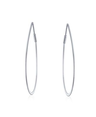 Boho Minimalist Hoop Huggie Earrings 14K Gold Plated Sterling Silver 2 Inch
