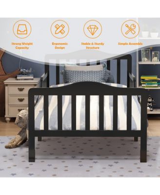 Kids Toddler Wood Bed Bedroom Furniture w/ Guardrails