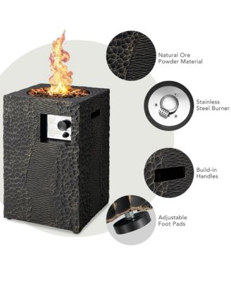 16'' Square Outdoor Propane Fire Pit w/Lava Rocks Waterproof Cover 30,000 BTU