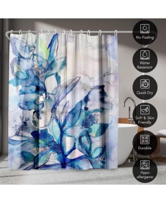 Aqua Floral by Hope Bainbridge Floral Shower Curtain, 71x74