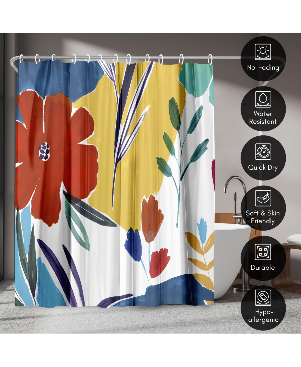 Americanflat Floral Shower Curtain - Cheerfulness by Pi Creative Art