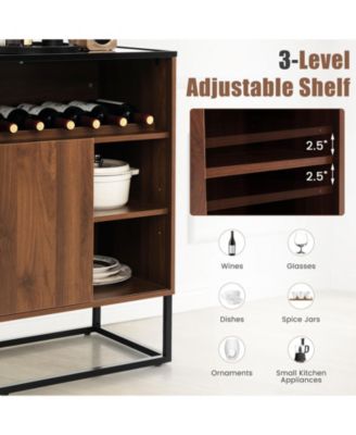 Wine Storage Cabinet Buffet Sideboard with Adjustable Shelf and Sliding Door