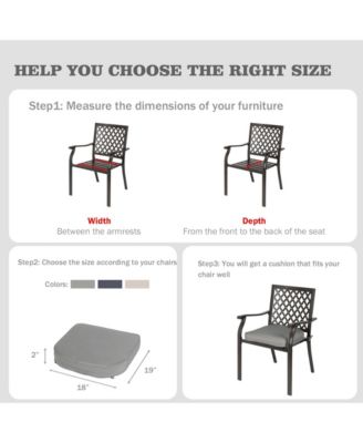 Outdoor Chair Cushion W18''xD19'' Soft and Fade-resistant Polyester, Invisible Zipper for Easy Cleaning, Two Sets of Ties for High Adaptability-Set of 4.