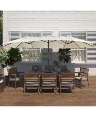 Outdoor Double-Sided Patio Umbrella with Base 36 LED Light Market Umbrella with Cover