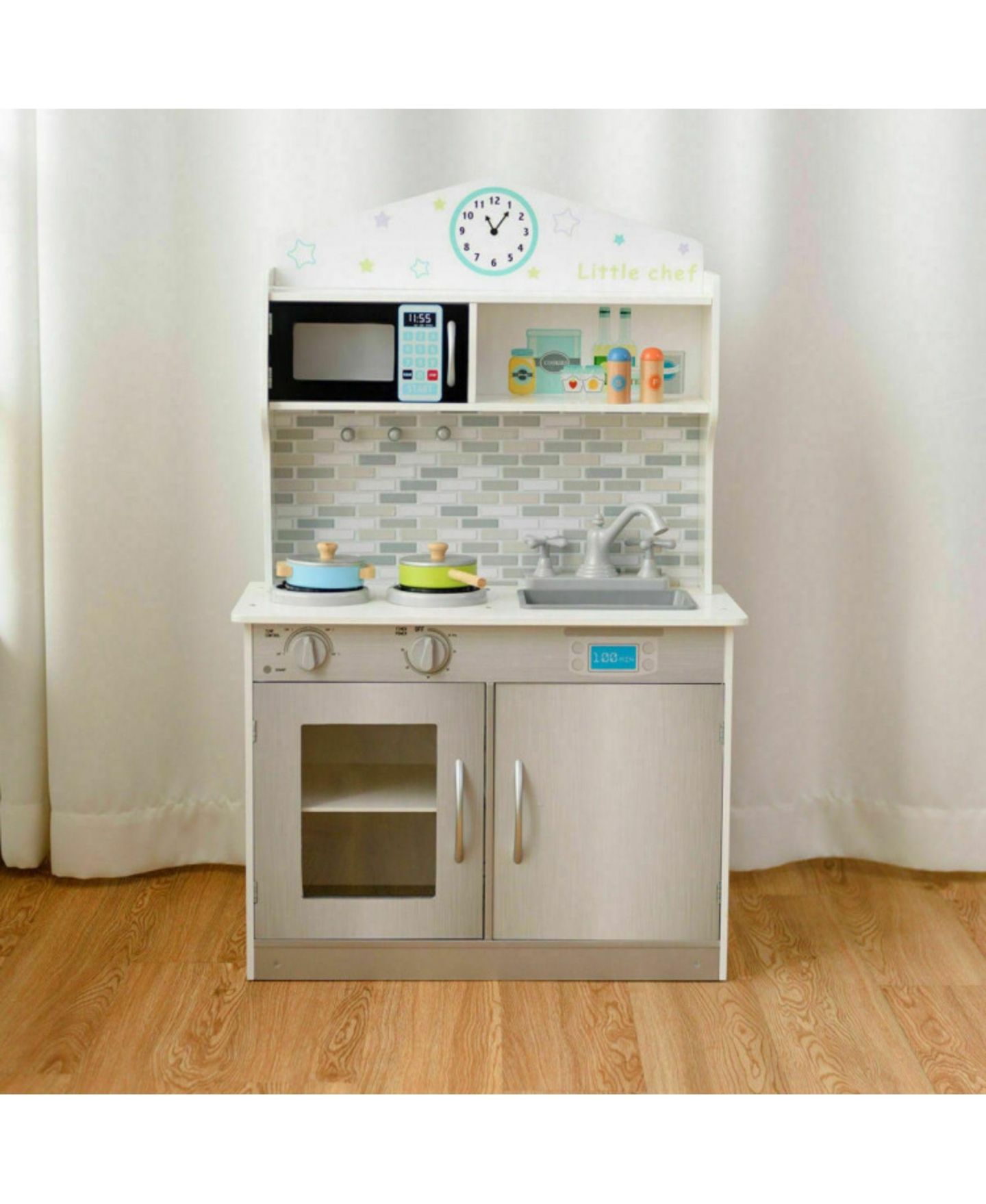 Детские игрушки SUGIFT Cooking Wooden Play Kitchen Set, Ages 3+, цвет: Бежевый — фото 11