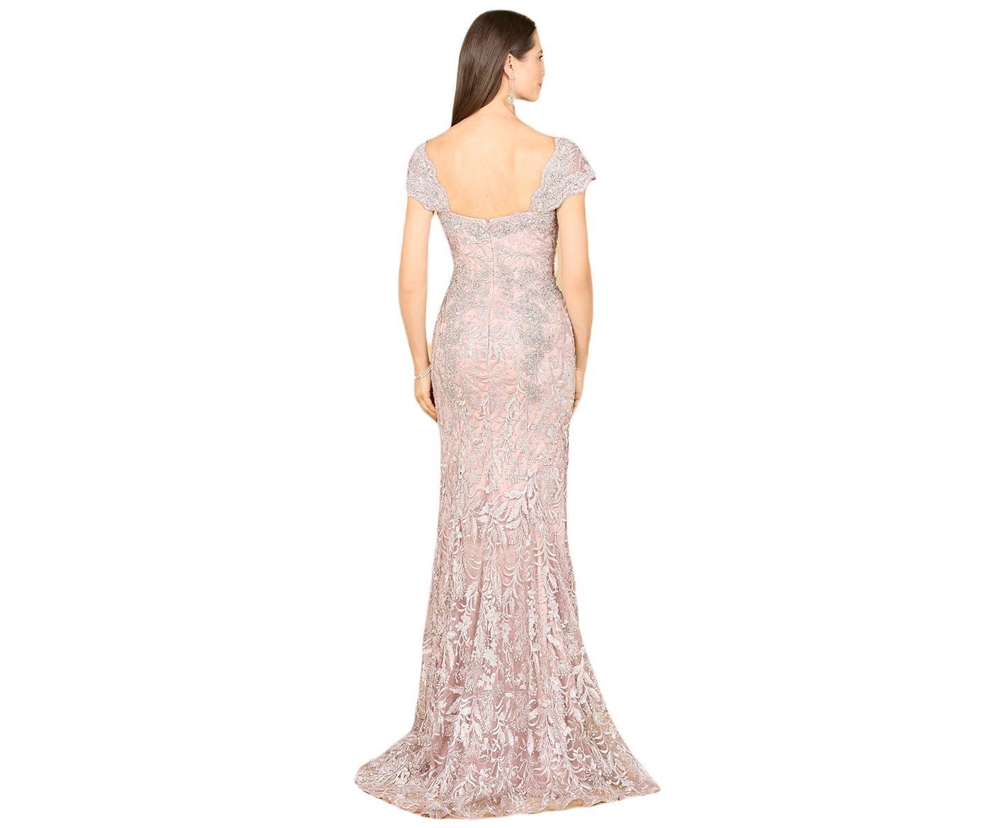 Женское платье Lara Long Bell Sleeve V-Neck Beaded Gown, цвет: Пыльный фиолетовый — фото 2