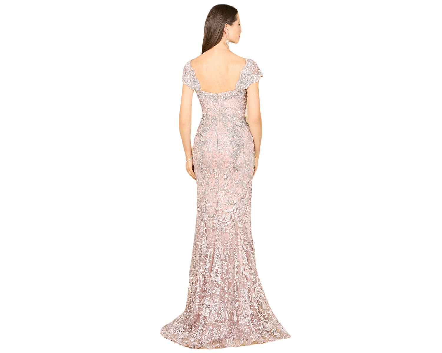 Women's Long Bell Sleeve V-Neck Beaded Gown