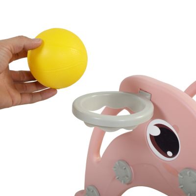 Streamdale Colorful Dolphin 2-in-1 Slide and Basketball Playset for Toddlers