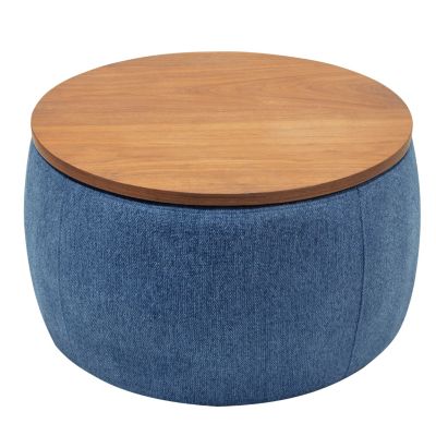 Round Storage Ottoman, 2 In 1 Function, Work As End Table And Ottoman