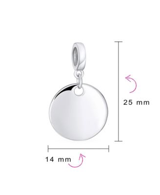 Initial Monogram Round Circle Disc Shape Dangle Bead Charm Sterling Silver European Bracelet