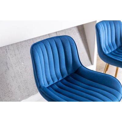 Set of 2 Velvet Chrome Footrest Counter Stools